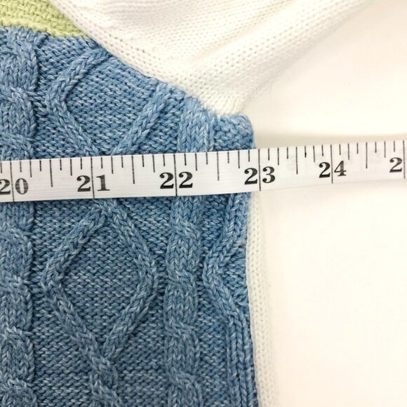 Alfred Dunner Color-Blocked Mixed Stitch Grannycore Knit Crewneck Sweater - Picture 7 of 12